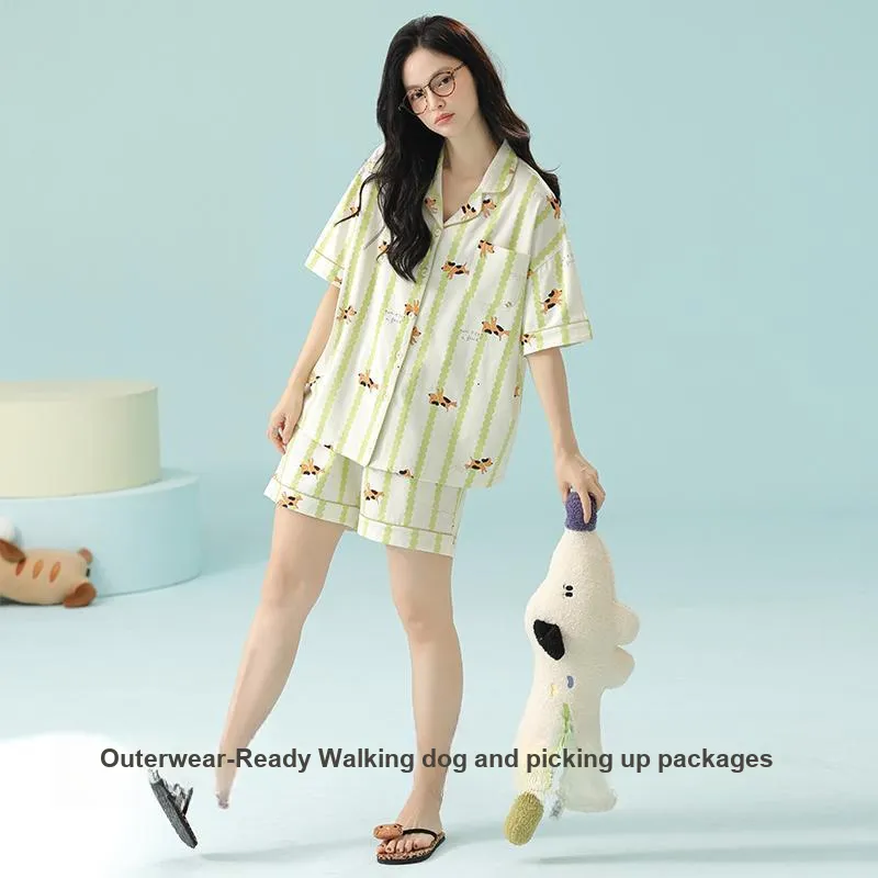 XIAFENYAN Pajama Set Women's Green-5