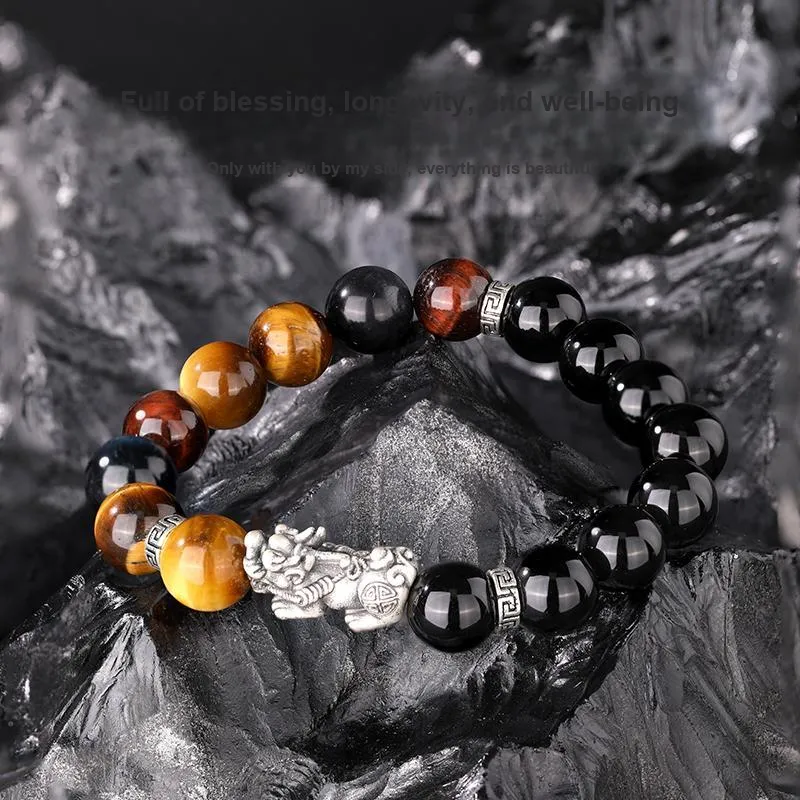JINLIUFUJIXIANG Natural Agate Bracelets Men's-4