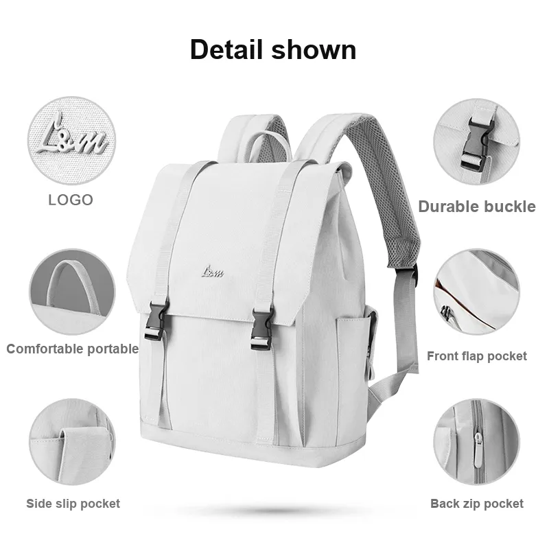 L&M Oxford Spinning, Polyester Backpack Regular Unisex White/Black-2