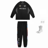 BKC 챔피언 블랙 긴소매 + 블루 메쉬 원단 블랙 바지 + 화이트 시그니처 양말