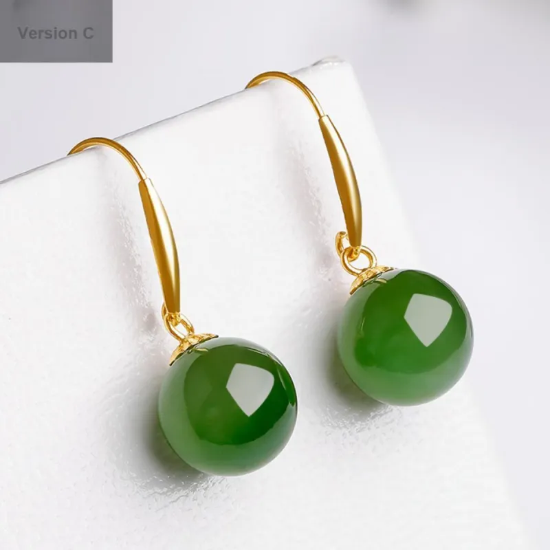 Oriental Jade Hetian Jade Earrings Jasper Women's-1