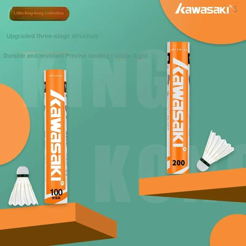 Kawasaki 3 Section Shuttlecock 12 Pack Goose Feather Training Shuttlecocks-3