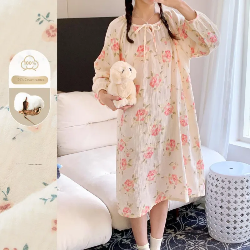 Yalu Nightgown Women's Custard Small Flower-6