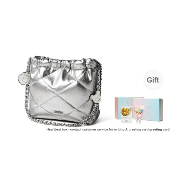 15 MINS Synthetic Leather Bucket Bag Chain Shoulder Bag Regular Women's Space Silver/Ecru/Midnight Black