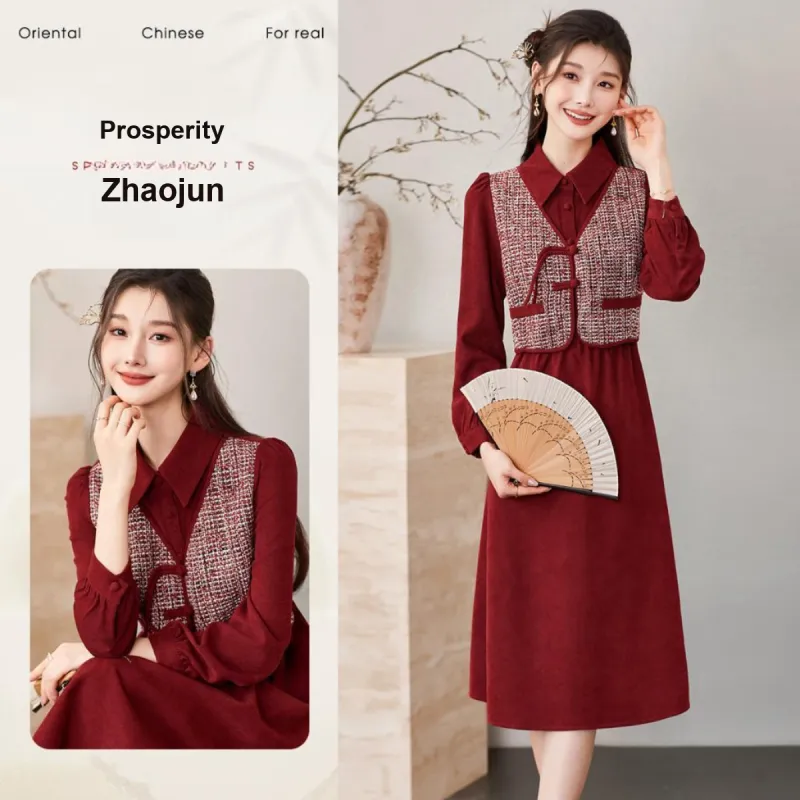Like The Age Of Water Long Sleeved Dress Regular Women's Red-4