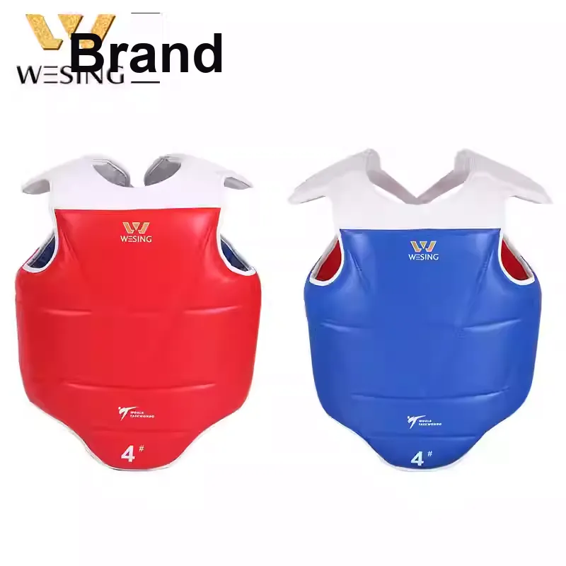 WESING Taekwondo Equipment Microfiber Fabric, Sponge Liner Unisex Red-2