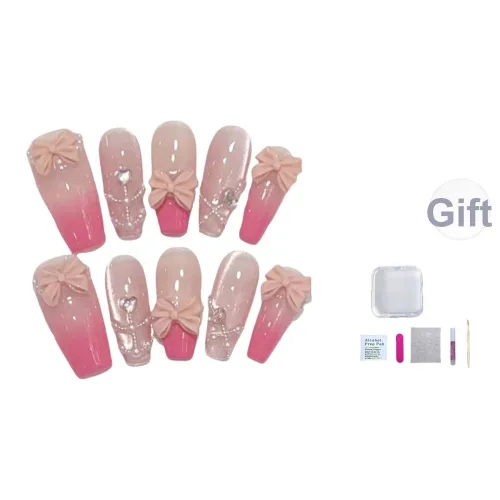 A Few More Cute Бант Дофаминовая одежда False Nail Трапециоид Длинный Розовый Градиентный Coquette