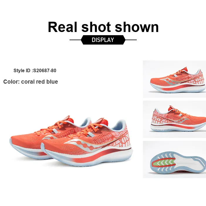 Saucony Endorphin Pro 2 Cushioned Wear Resistant Water Resistant Low Top Running Shoes Unisex Coral Red Orchid-7