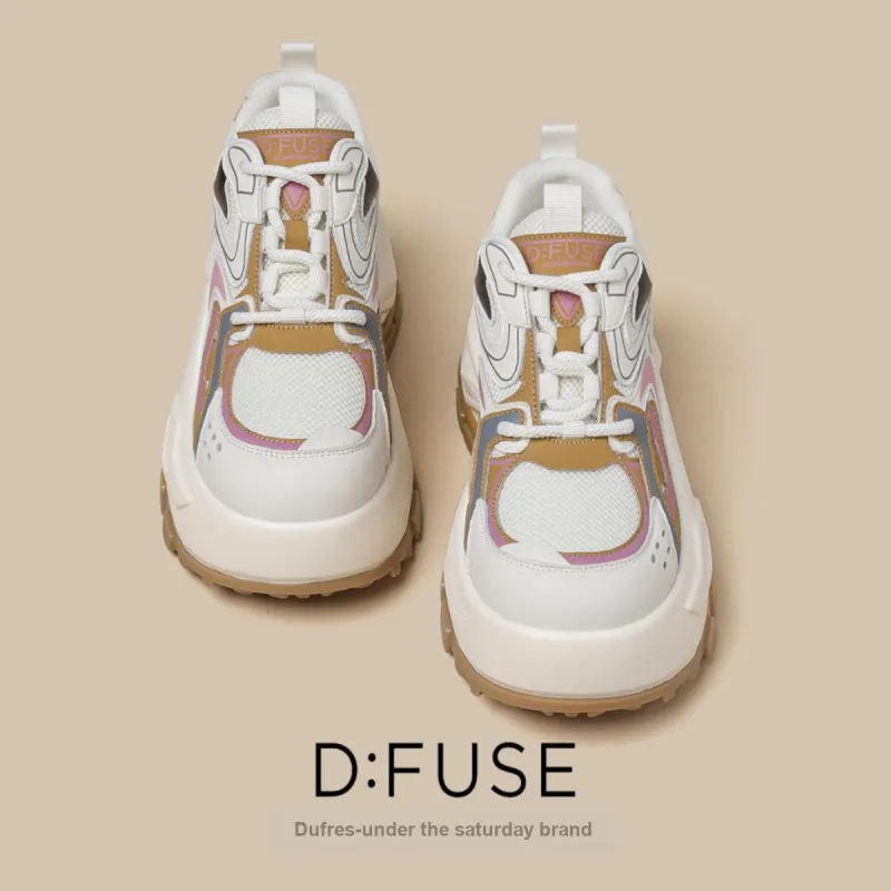 D FUSE SCANDINAVIA Chunky Sneakers Women's Low Top Beige/Apricot-5