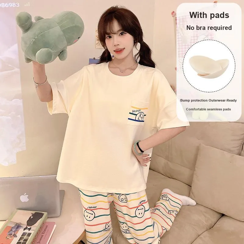 XIAFENYAN Pajama Set Women's Yellow-1