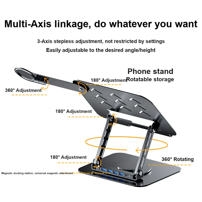 Magic Multiplier Tablet Stands Rotatable Metal Multifunction Magnetic Docking Station-4