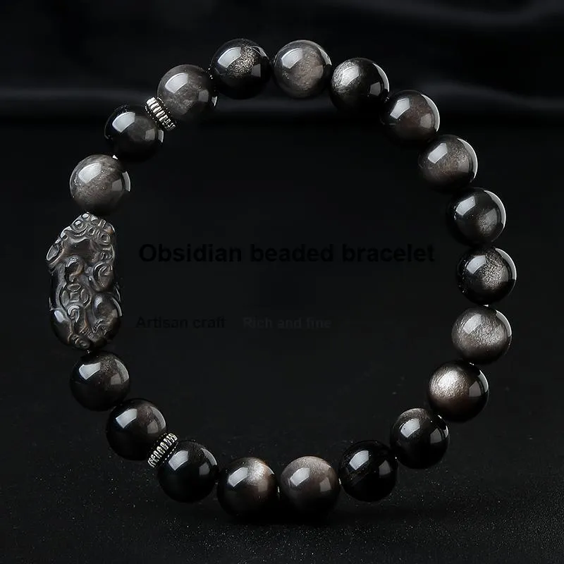 With The Heart Of The Jade Obsidian Bracelets Unisex-8