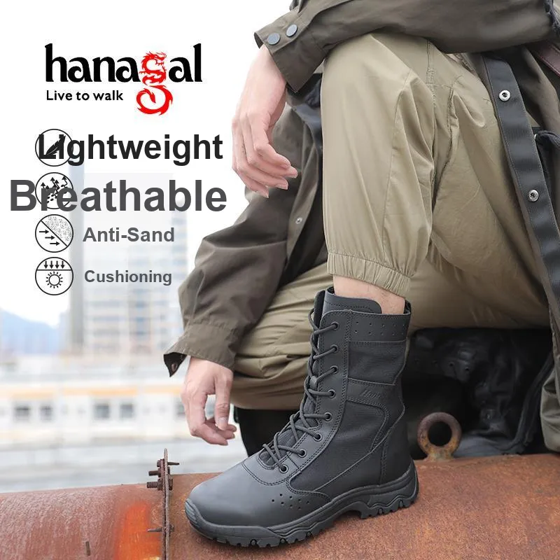 Hungo Cushioned Wear-Resistant Breathable Knee-High Outdoor Boots Unisex Brown-5