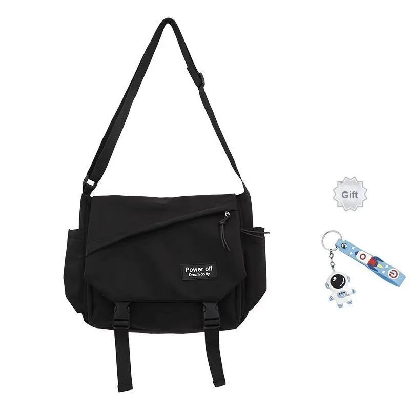 NIUMJ Nylon Shoulder Bag, Crossbody Bag Regular Unisex Black-6