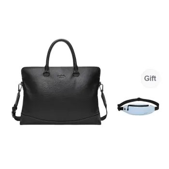 PIERRE CARDIN Cow Leather Laptop Bags Briefcases Regular Men's Black