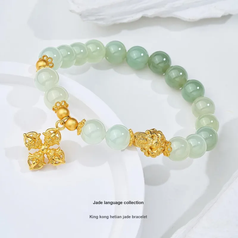 ME LUXE Hetian Jade Bracelets Pale Greenish White Jade Unisex-1