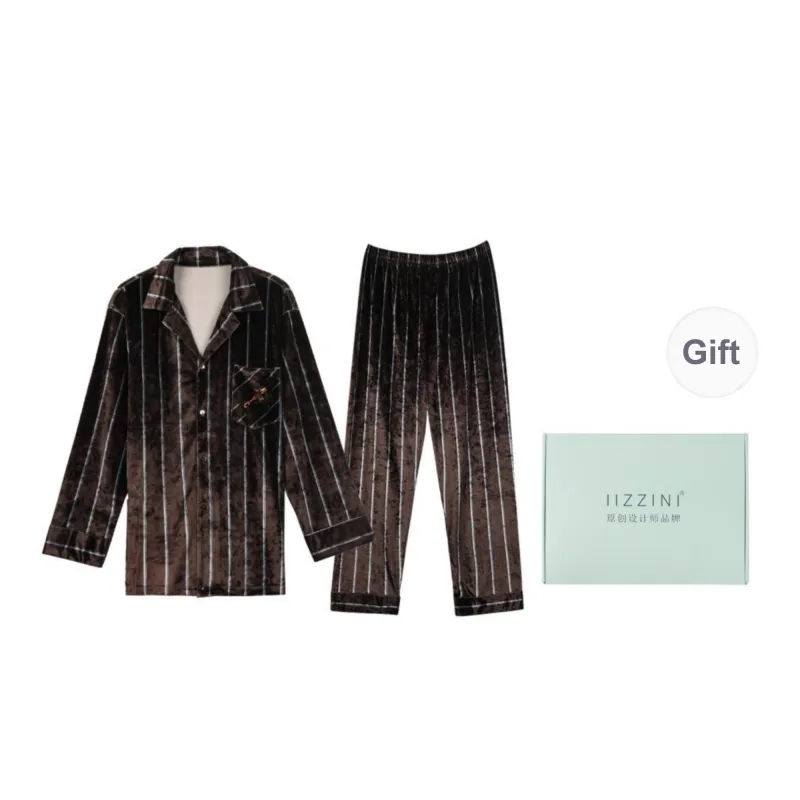 IIZZINI Pajama Set Men Dark Brown-1