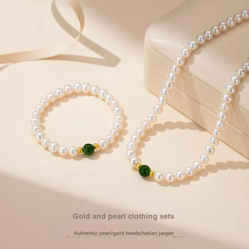 QLADY Pearl Gold Necklace Women's-16