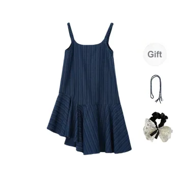 PAVEA Slip Dresses Women's Blue+Hair Tie Comes With