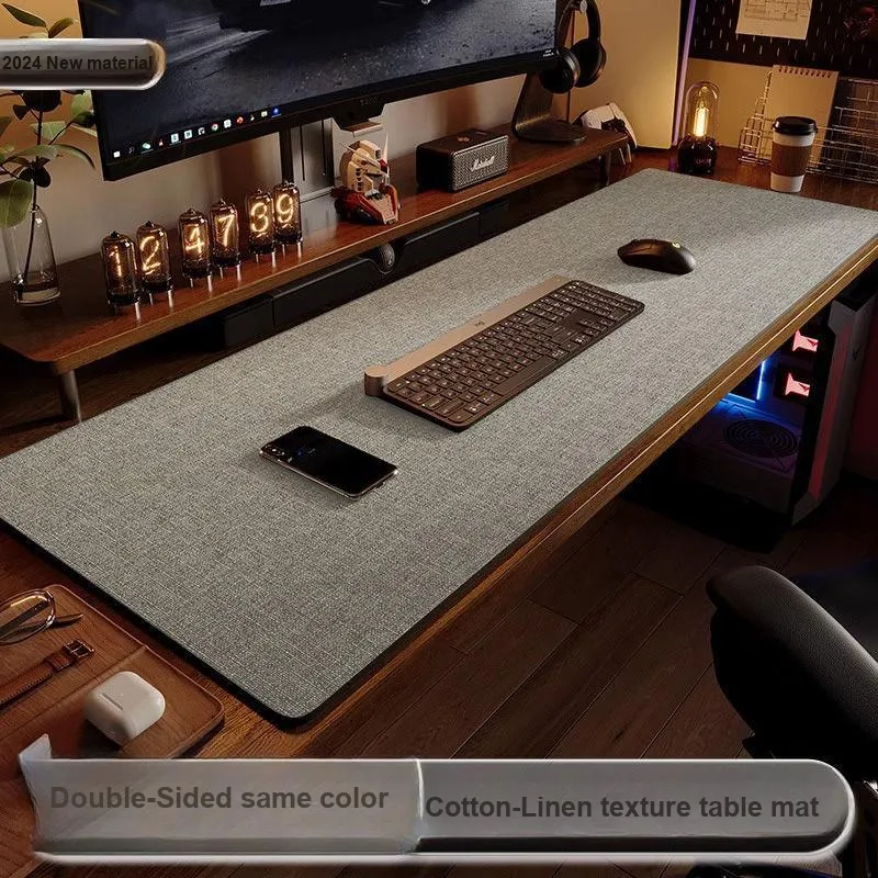 Spinning Autumn Pie Desk Computer Cotton Linen Blend Texture Leather Tablecloth With Mouse Pad For Office Use-3