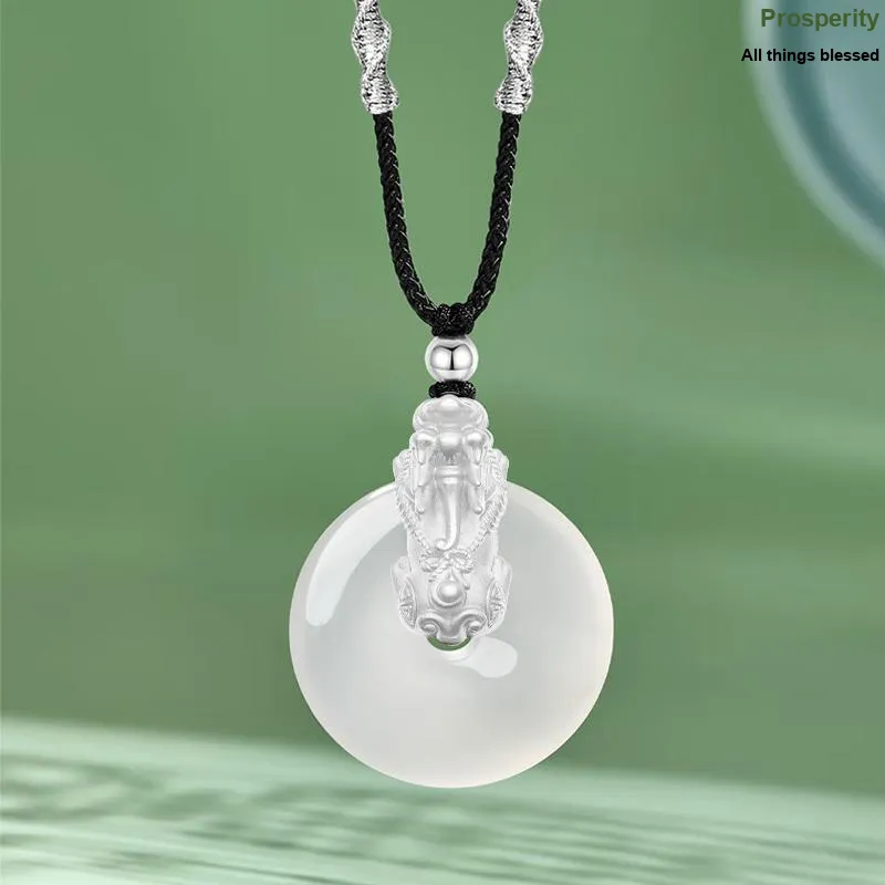 Avani Natural Chalcedony Jade Necklaces Unisex-5