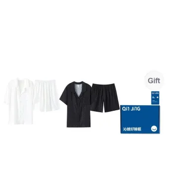 Qin Jing Pajama Set Unisex Dark Texture White Dark Texture Black