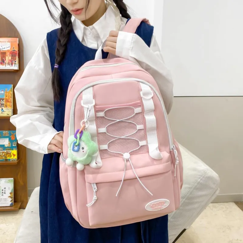 OUZIHUANG Nylon Backpack Combo Set Women's Green/Pink/Yellow/Blue/Black/Purple-4