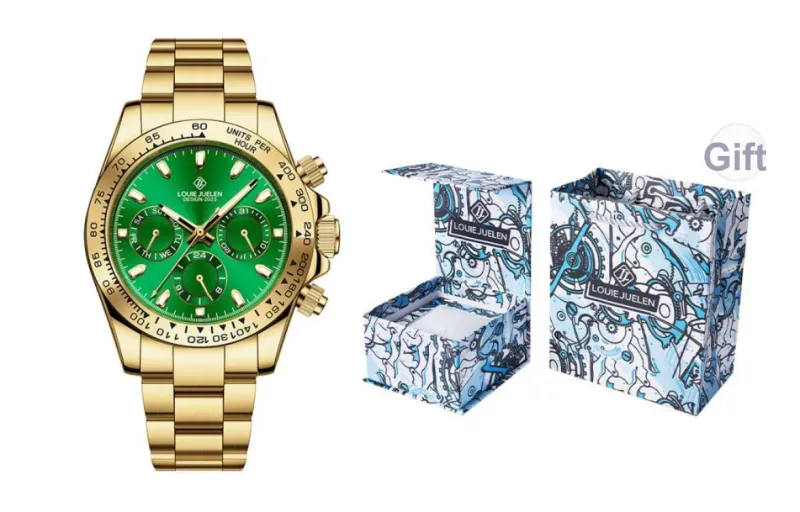 LOUIE JUELEN Ditan Collection Automatic Mechanical Movement Steel Strap Watch Men's Watches Green Dial-0