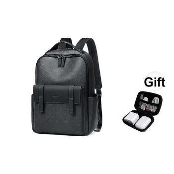 SEPTWOLVES Synthetic Leather High School Student Backpack Laptop Bag Unisex QPL Men's Black
