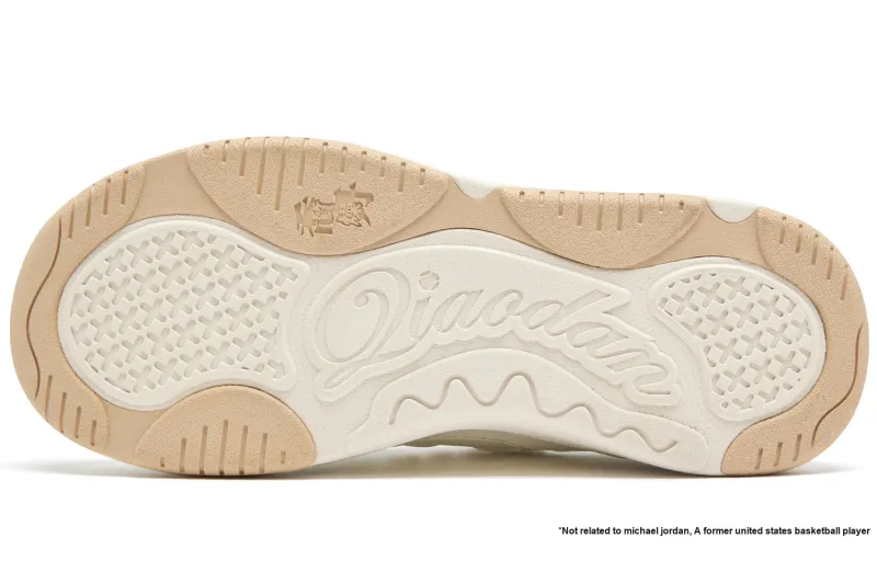 QIAODAN Height Increasing Abrasion Resistant Low Top Skateboard Shoes Women's Ivory White With A Hint Of Dust Khaki-4