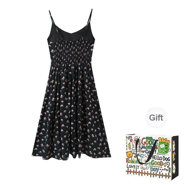 OURUOKE Slip Dresses Women's Black Camisole Dress Shopping Bag-1