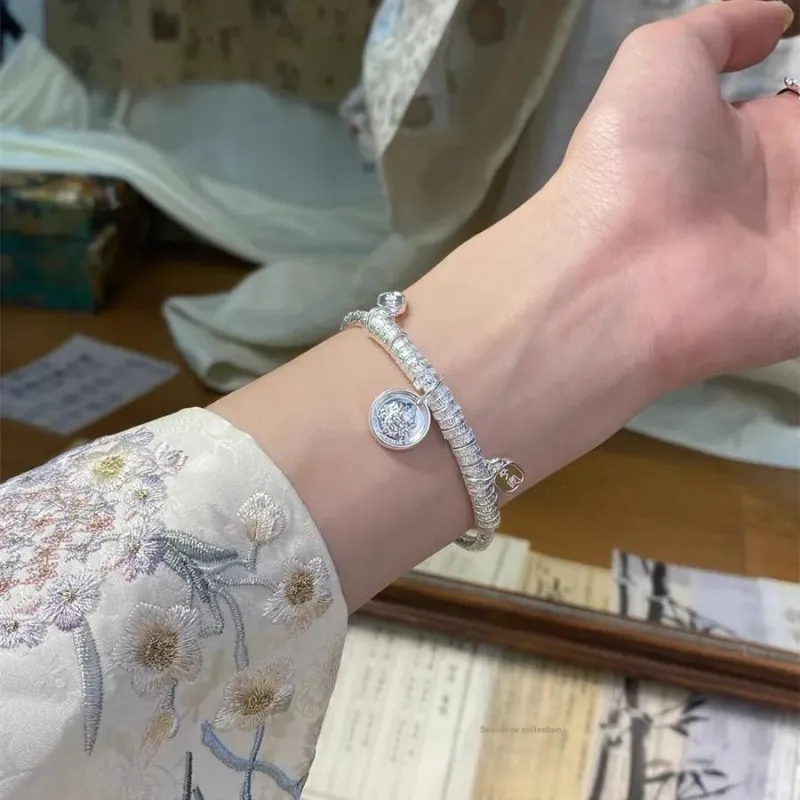YASHENGZHUBAO 999 Fine Silver Sterling Silver Bracelets Women's-5