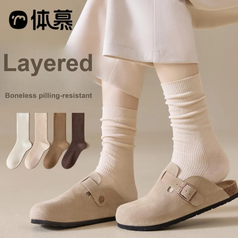 Temooues Mid Calf Socks Women's Combo Set-5