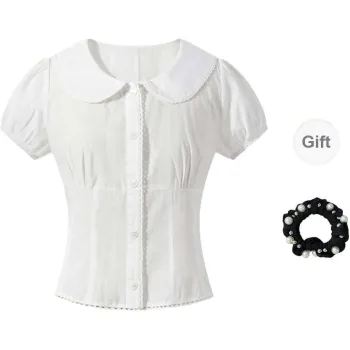 WUSHANSHAN Shirts Women's White+Hair Tie Comes With