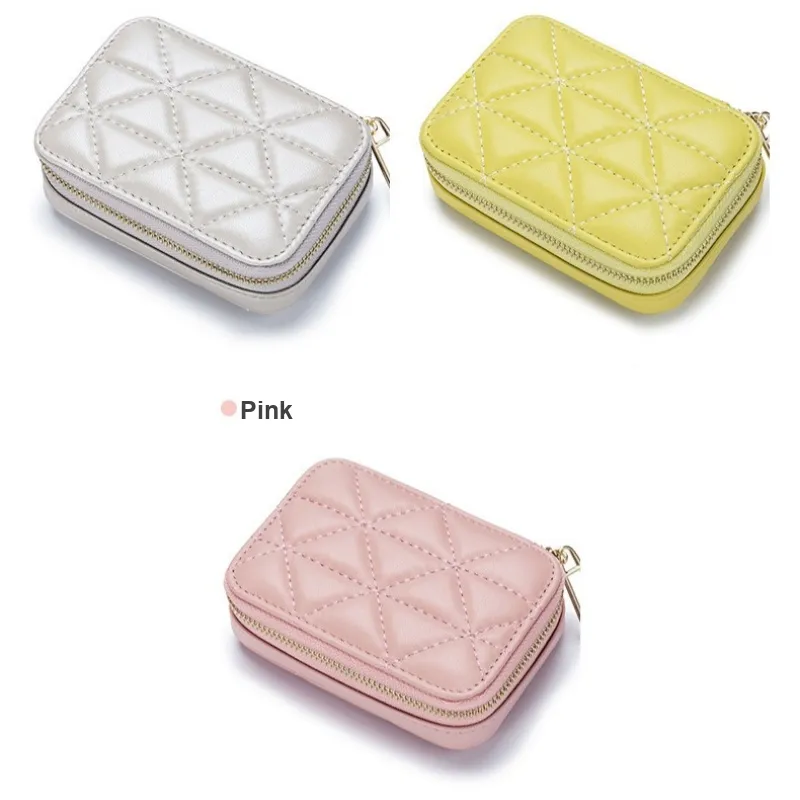 QEEDNS Fashion Diamond Pattern Small Portable Mini Style Makeup Bags-3
