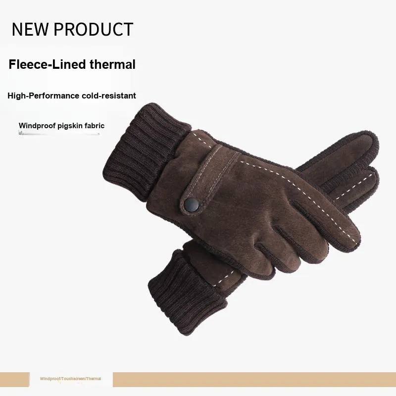 NANJIREN Pigskin Gloves Men's Black-1