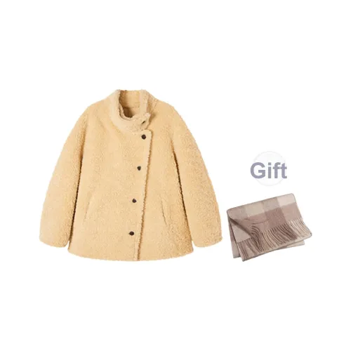 DITB Светло-желтый (в комплекте с шарфом) Женские бархатные куртки