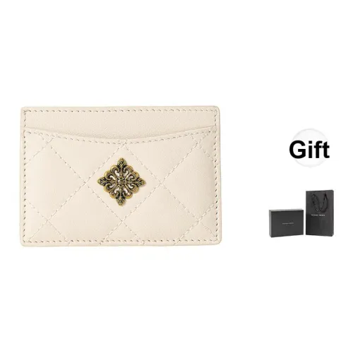 VANESSA HOGAN Коровья кожа Держатель для карт Стандартный Женский Экрю Черный