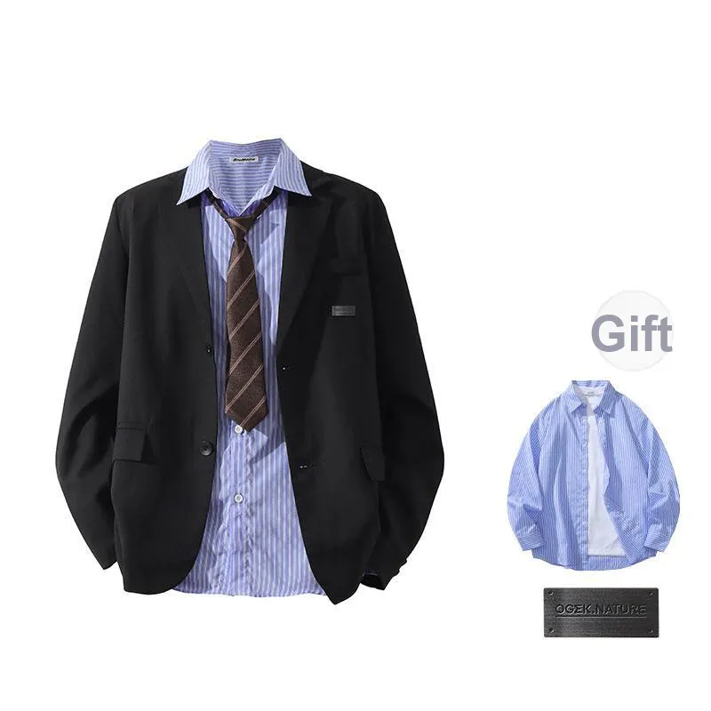 OGEK Business Suit Unisex Dark Gray Includes Light Blue Shirt+Brooch