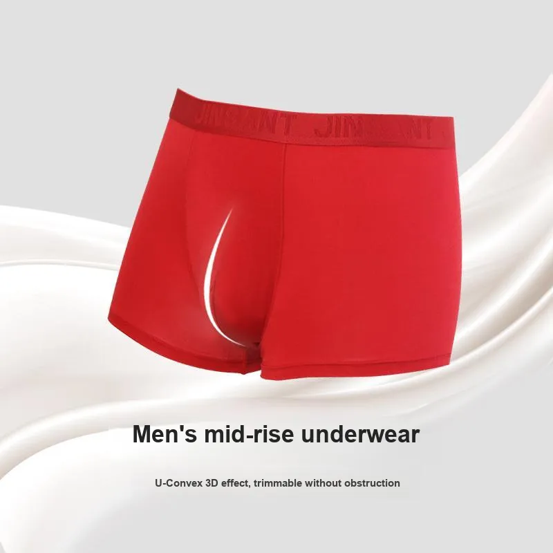 JINSANT Underpants Men's Box 1 Pack Red-3