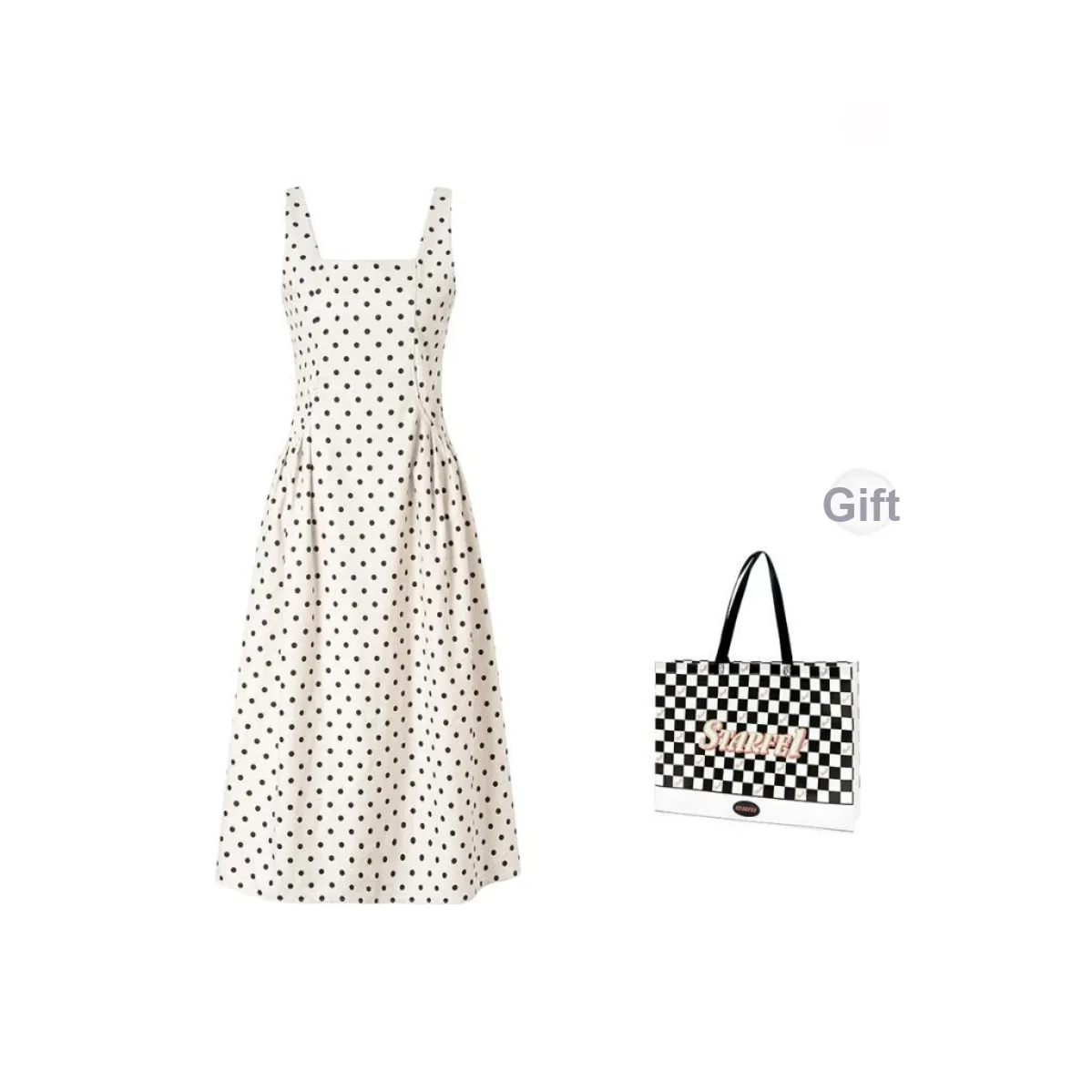STARFEI Slip Dress Women's Ecru Polka Dot