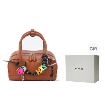 HXXXXS Cow Leather Handbag Women's Caramel Black