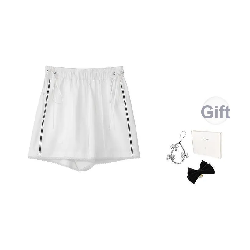 Fstudio Летние шорты Корейский стиль Маленькие для повседневного использования тонкие белые темно-синие