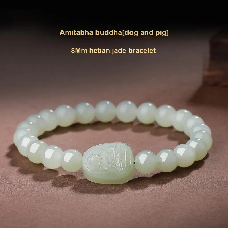 BYTHERE Hetian Jade Bracelets Pale Greenish White Jade Women's-15