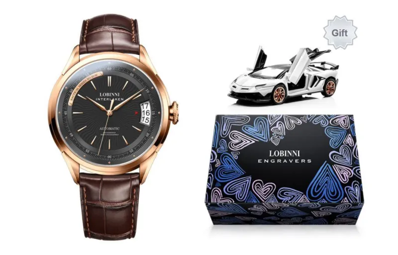 LOBINNI L Business Form Mechanical Movement Cowhide Strap Watch Men's Watches White Dial-12