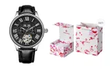 Heart-Fluttering Box-L-9162 Silver Case Black Dial Black Strap