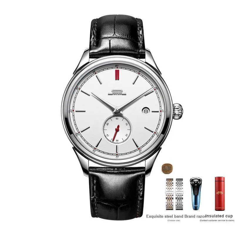 Beijing Beihai Mechanical Movement Genuine Leather Strap Watch Men's Watches White Dial-20