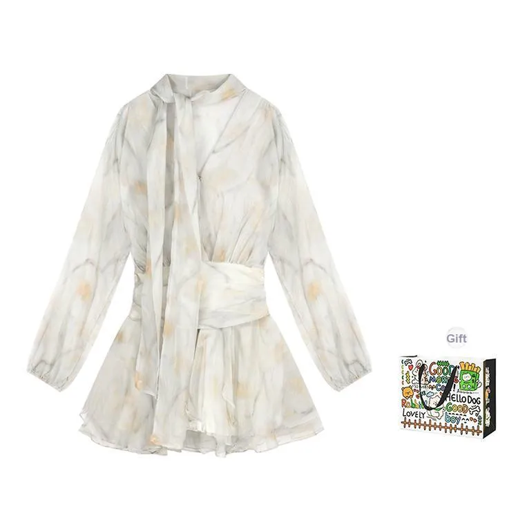 BVODE Long Sleeved Dress Women's Light Yellow Floral