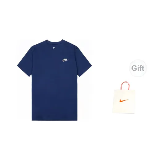 Nike T-Shirts Men Deep Navy Blue Short-Sleeved+Gift Bag