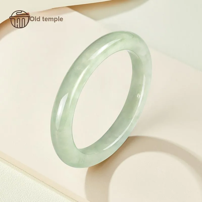 LAOMIAO Hetian Jade Bangles Pale Greenish White Jade Women's-3